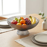 Smoky Tinted Pedestal Glass Fruit Bowl 10 Inch