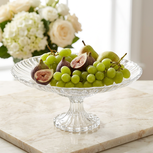 Luxury 13-Inch Crystal-Cut Pedestal Bowl 13 Inch