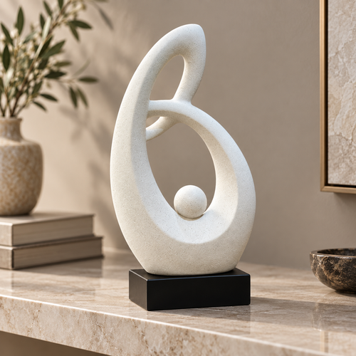 Abstract White Cradled Sphere Showpiece