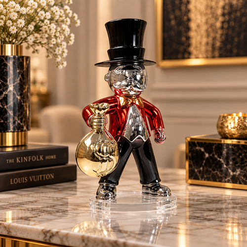 Chrome & Gold Finish Wealth Mascot Statue