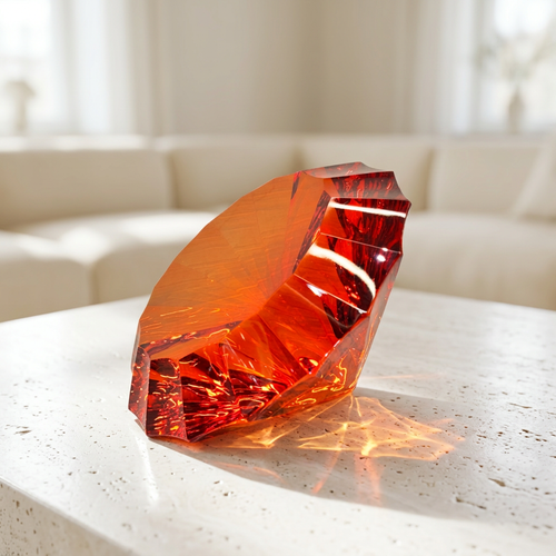 Elegant Cut Amber Crystal Gem Decorative Sculpture