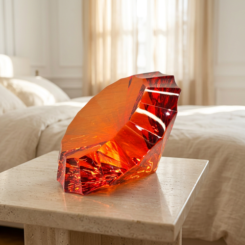 Elegant Cut Amber Crystal Gem Decorative Sculpture