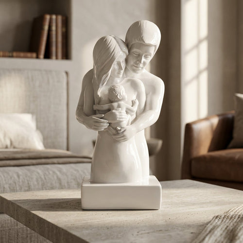 Minimalist New Family & Baby Resin Sculpture
