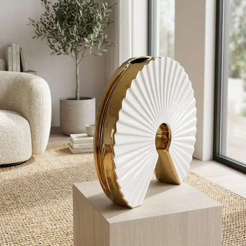 Radiance Circular Fan Ceramic Vase