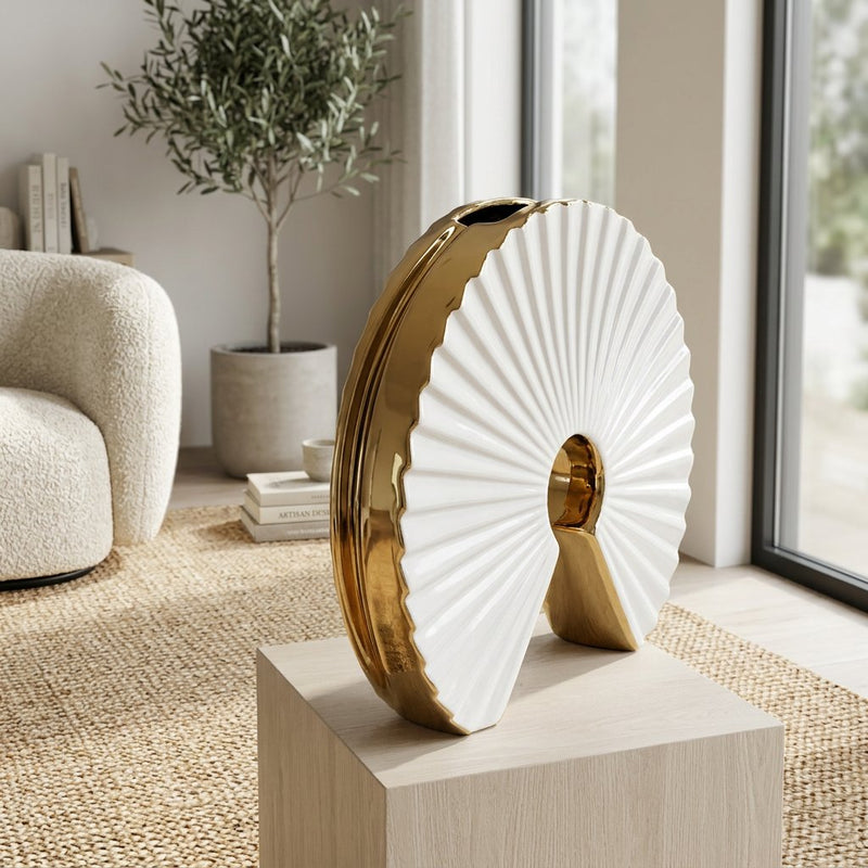 Radiance Circular Fan Ceramic Vase