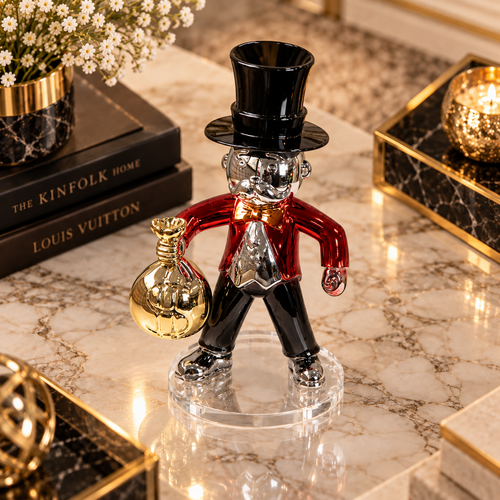 Chrome & Gold Finish Wealth Mascot Statue