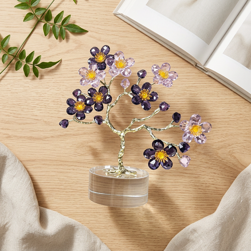 Crystal Plum Blossom Bonsai Tree Sculpture