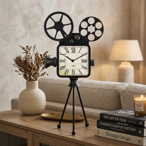 Retro Movie Projector Tripod Clock
