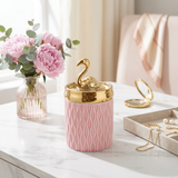 Graceful Flamingo Ceramic Storage Canister Jar
