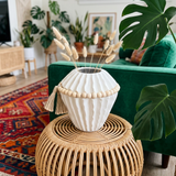 Elegant Pleated Off-White Vase