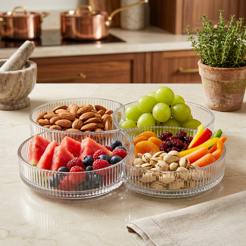 Elegant Glass Modular Serving Platter Set