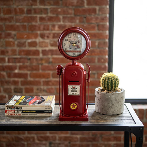 Retro Vintage Gas Pump Table Clock