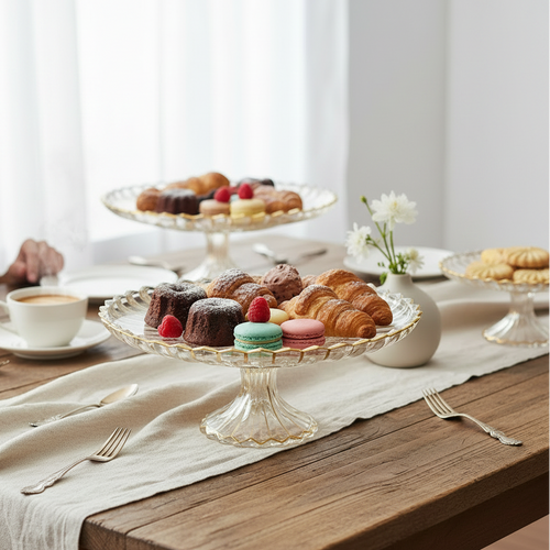 Elegant Gold-Edge Crystal Serving Platter