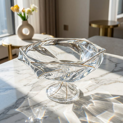 Elegant Gold-Accented Hexagonal Centerpiece Bowl