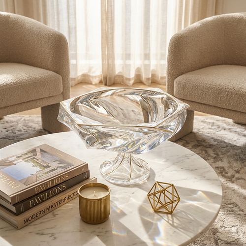 Elegant Gold-Accented Hexagonal Centerpiece Bowl