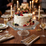 Elegant Gold Accented Hexagonal Glass Cake Stand