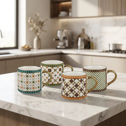 Vintage Moroccan Geometric Ceramic Mug