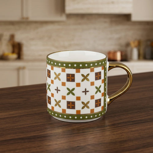 Vintage Moroccan Geometric Ceramic Mug