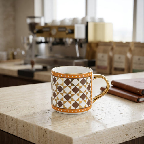Vintage Moroccan Geometric Ceramic Mug