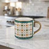 Vintage Moroccan Geometric Ceramic Mug