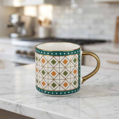 Vintage Moroccan Geometric Ceramic Mug