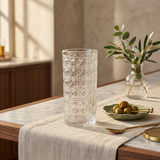 Diamond Lattice Cut Glass Drinking Glass Set of 6