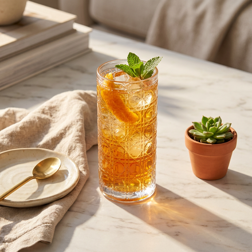 Diamond Lattice Cut Glass Drinking Glass Set of 6