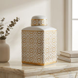 Imperial Gold Geometric Lattice Temple Jar