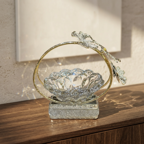 Gold Ginkgo Leaf Circular Frame Serving Platter