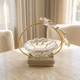 Gold Ginkgo Leaf Circular Frame Serving Platter