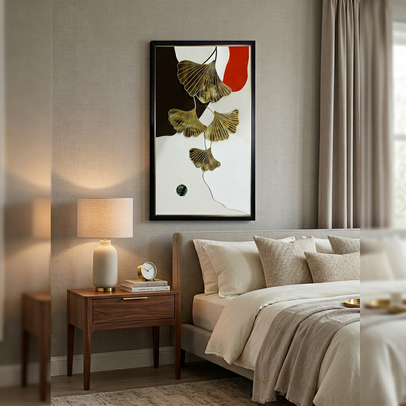 Modern Abstract Ginkgo Leaf Framed Wall Art