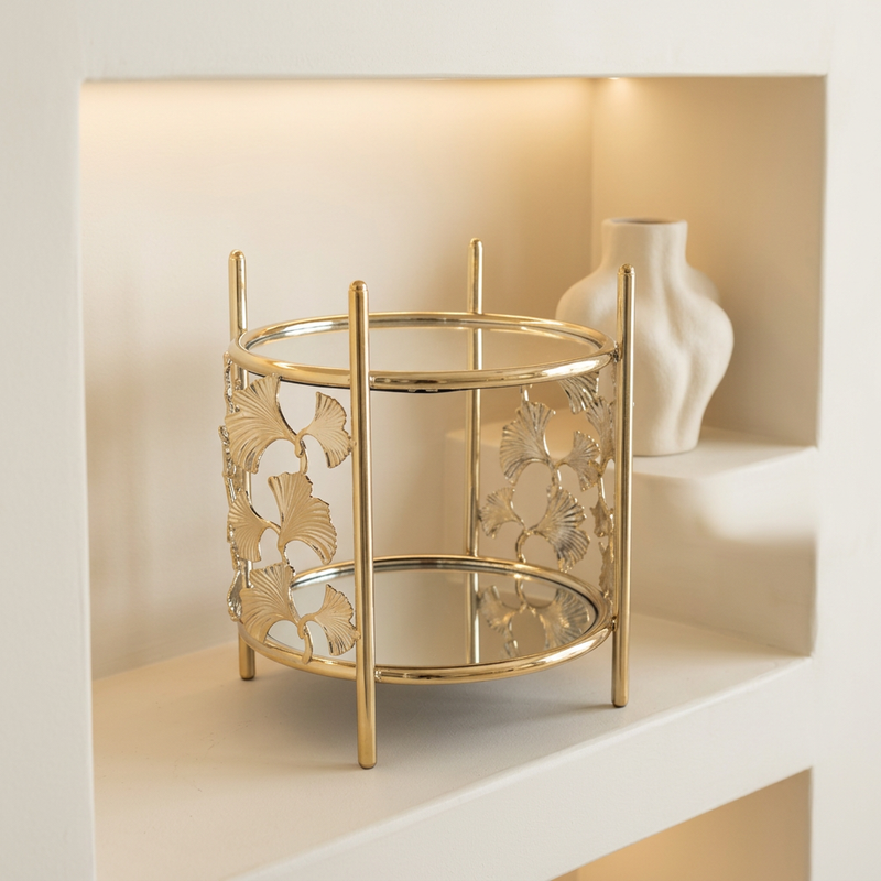 Botanical Gold Frame 2 Tier Glass Accent Tray