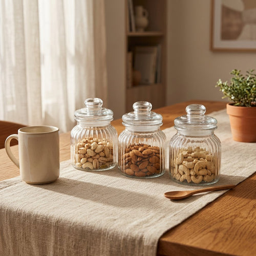 Elegant Hampton Glass Spice & Snack Canister Trio