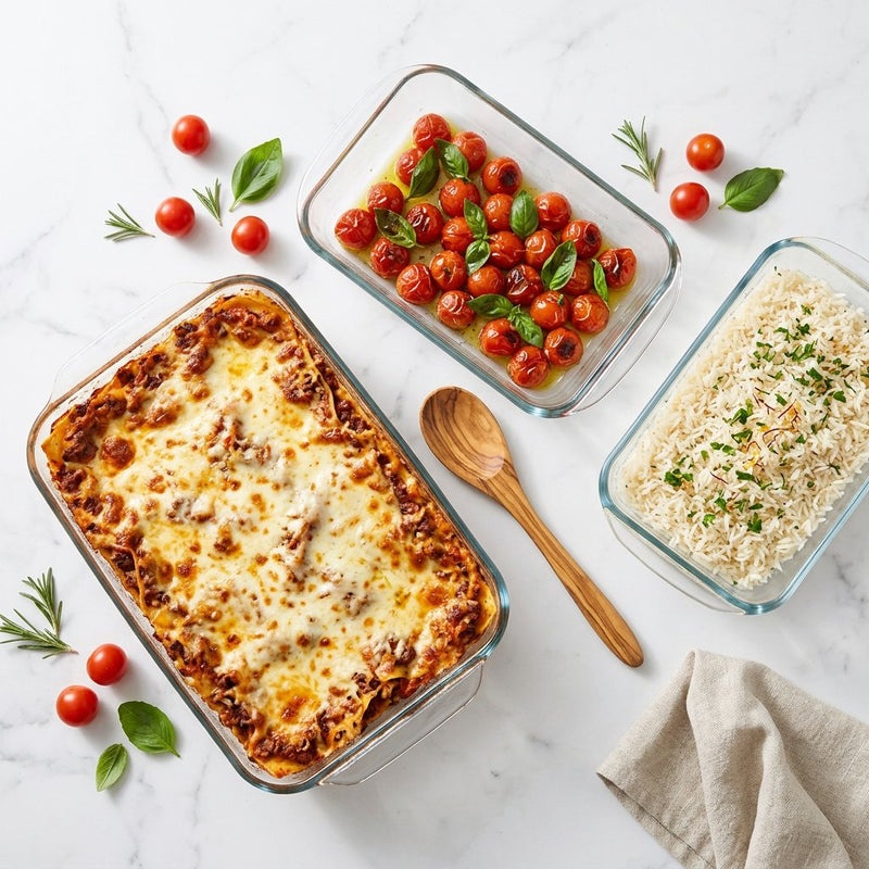 Classic Rectangular Glass Bakeware Set of 3