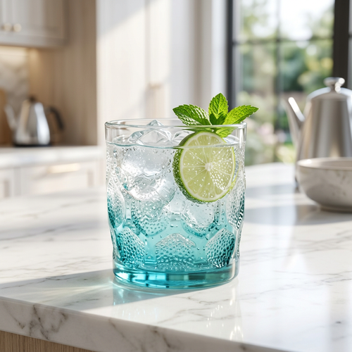 Elegant Emerald Teal Water & Cocktail Glass Set of 6