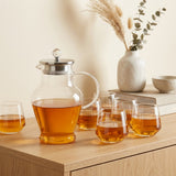Modern Clear Glass Water Pitcher and Cup Set 7 Piece