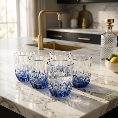 Amber Textured Glass Tumbler Set of 6