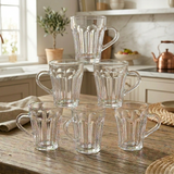 Versatile 6-Piece Clear Glass Mug Set