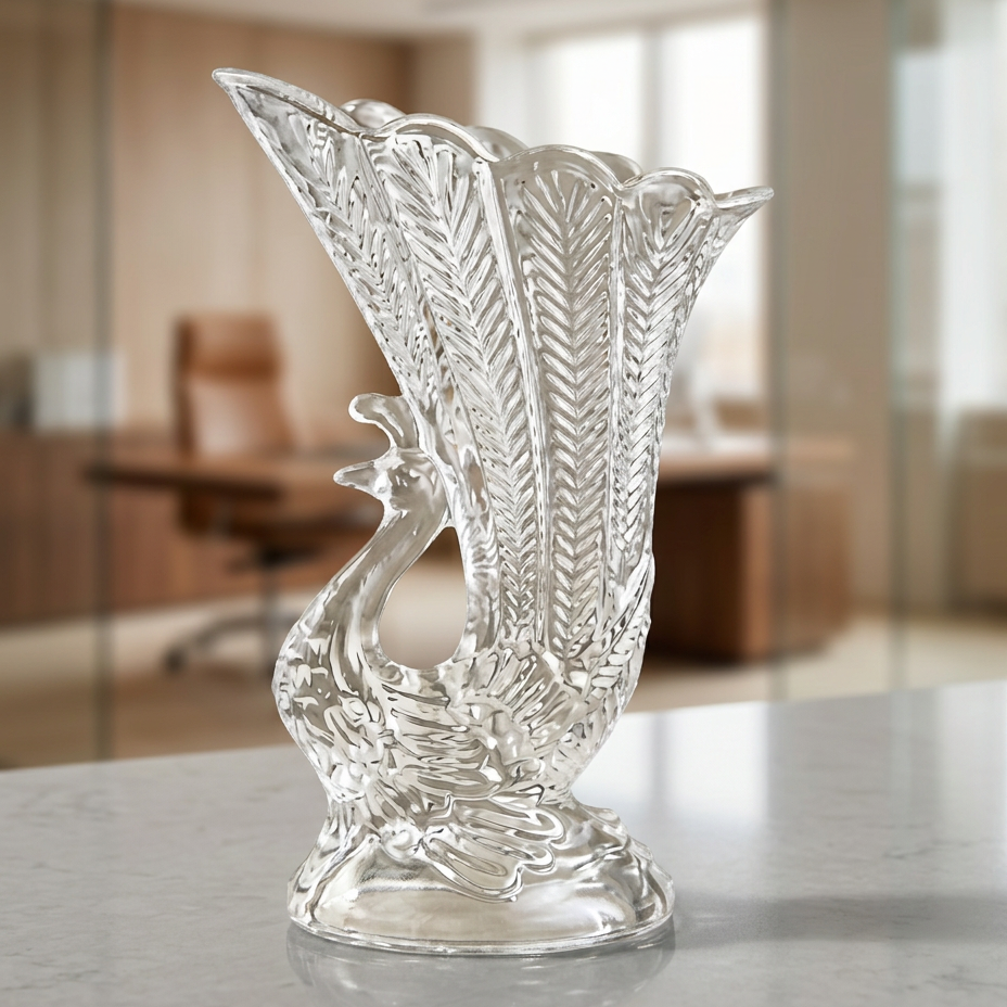 Sophisticated Crystal Glass Peacock Showpiece