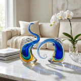 Good Luck Glass Elephant Statue Set of 2