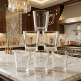 Clear Glass Coffee Mug Set – 6 Pieces