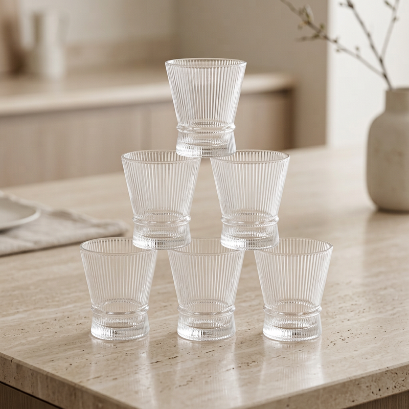 Ribbed Glass Tumblers Set of 6