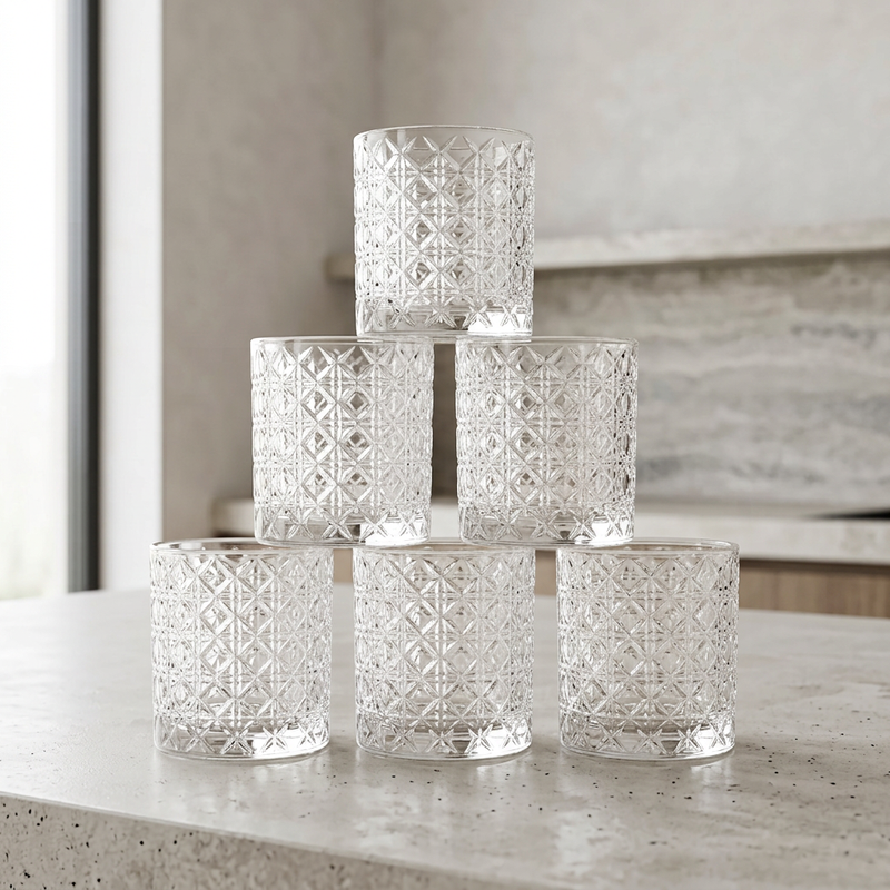 Imperial Diamond Cut Crystal Whiskey Glasses Set of 6