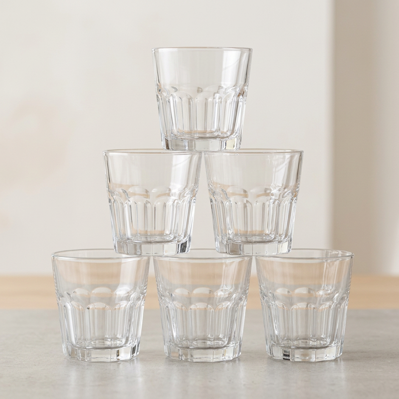 Classic Faceted Crystal Whiskey Glasses Set of 6