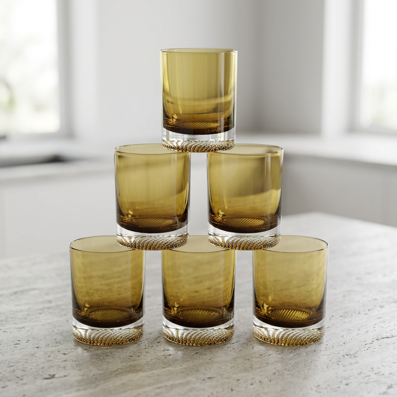 Minimalist Olive Green Heavy-Base Tumblers Set of 6
