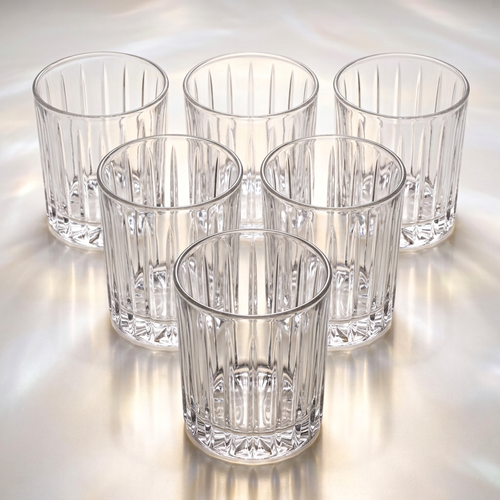Premium Vertical Cut Crystal Whiskey Glasses Set of 6