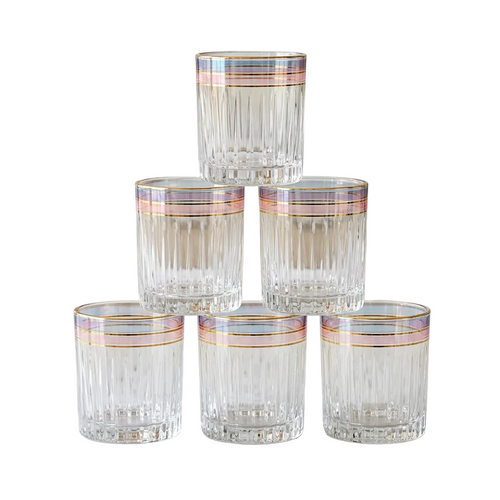 Imperial Ribbed Iridescent Glass Tumblers Set of 6