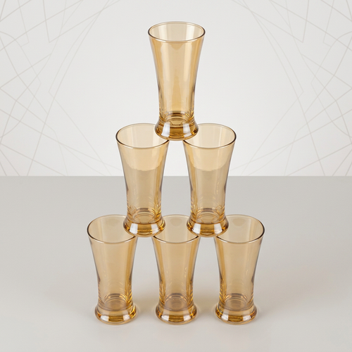 Amber Glass Beer and Mocktail Glasses Set of 6