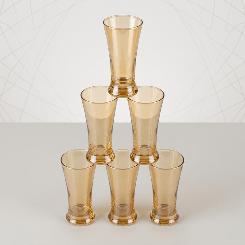Amber Glass Beer and Mocktail Glasses Set of 6