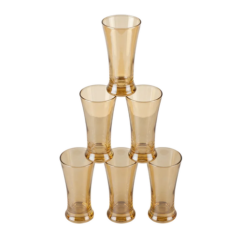 Amber Glass Beer and Mocktail Glasses Set of 6